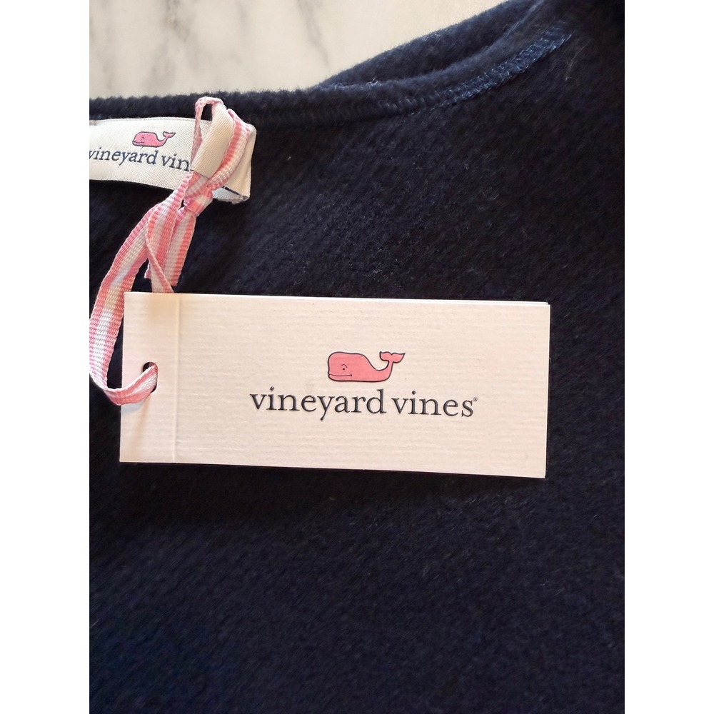 Vineyard Vines Navy Wool Blend Fringe Open Front Vest NWT Medium Coastal Cowgirl - Picture 6 of 10